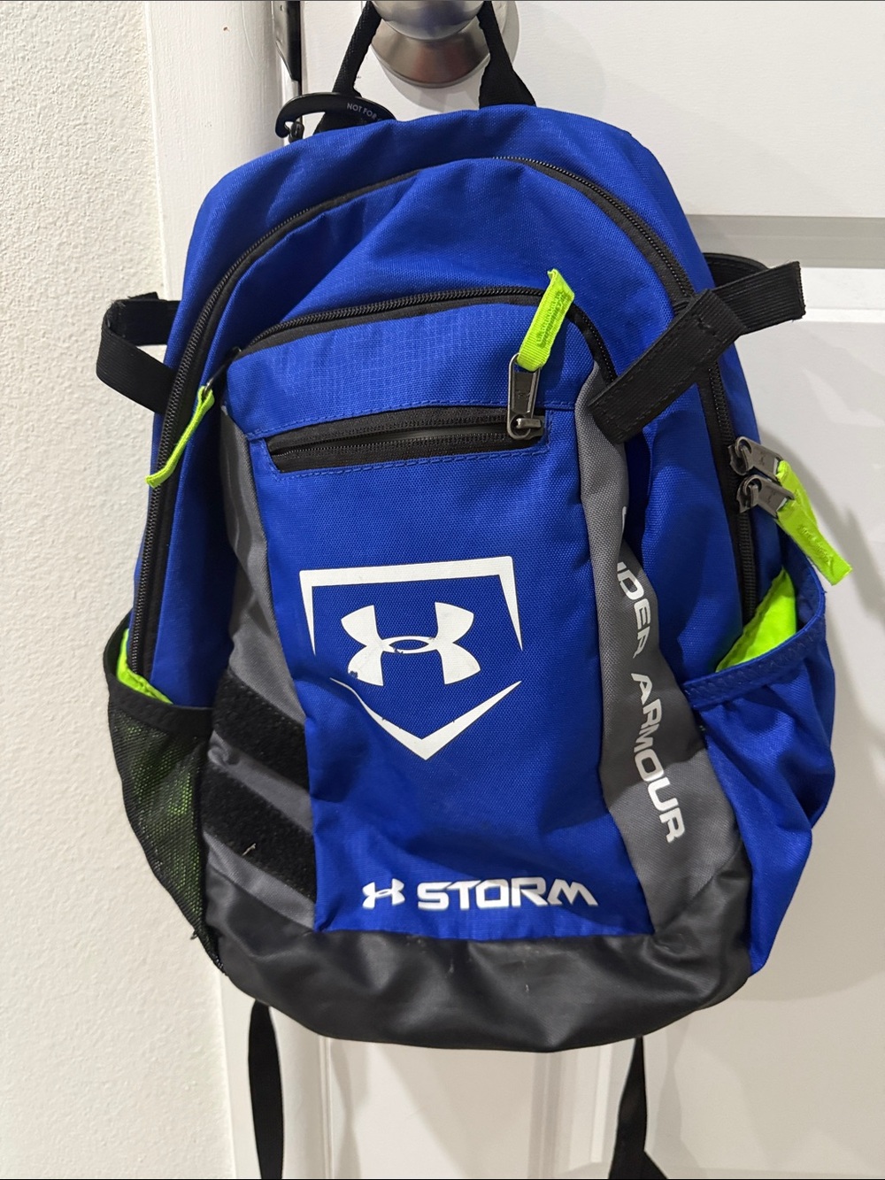 Under Armour Blue TeeBall Baseball Backpack with Neon Green Accents